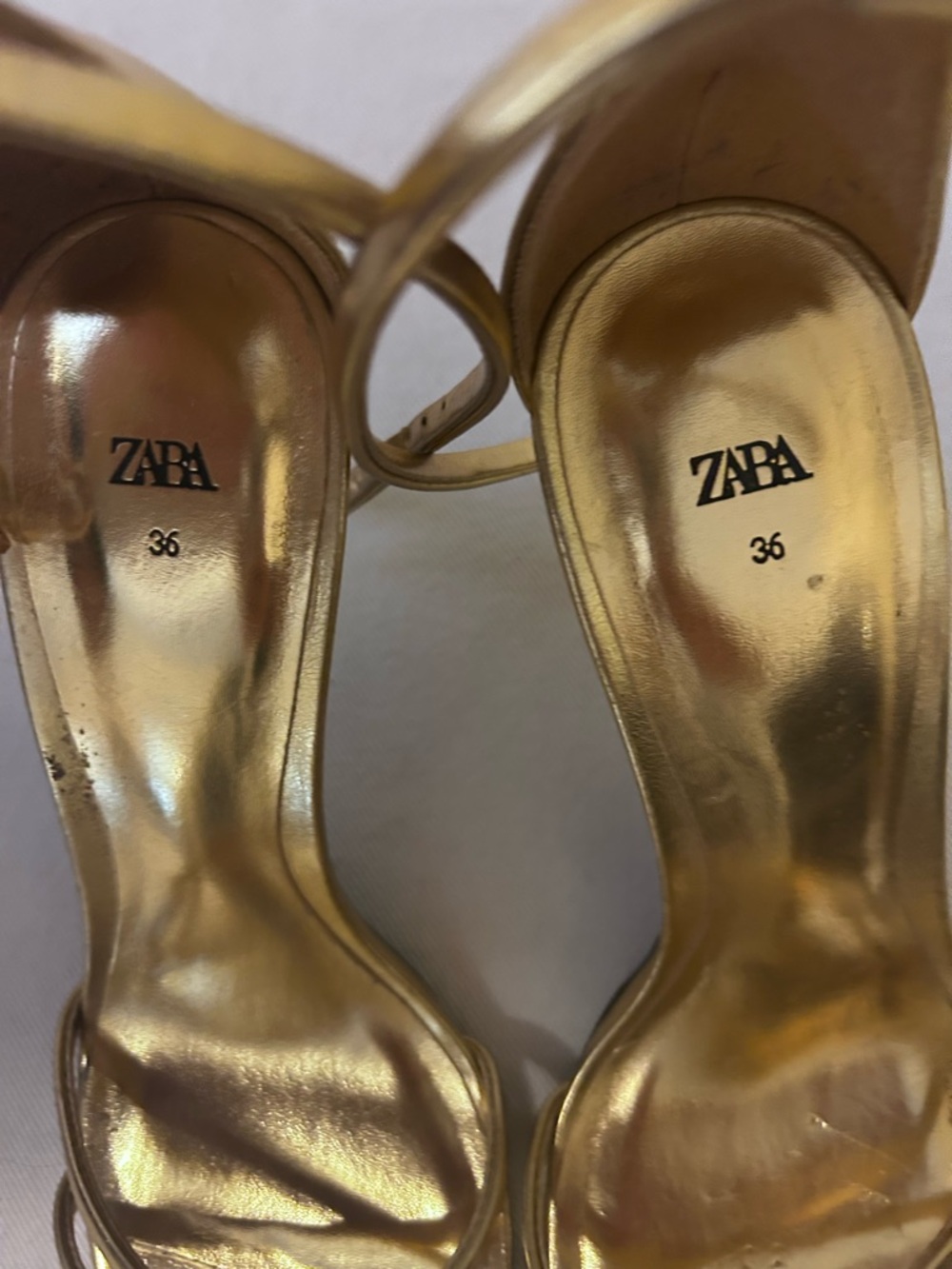 ZARA Metallic Gold Strappy Heeled Sandals